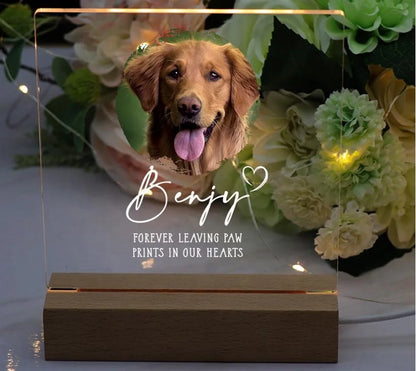 Personalized Pet Photo  Frame Acrylic Wooden Base  Cat Dog Pet Loss Christmas Gift