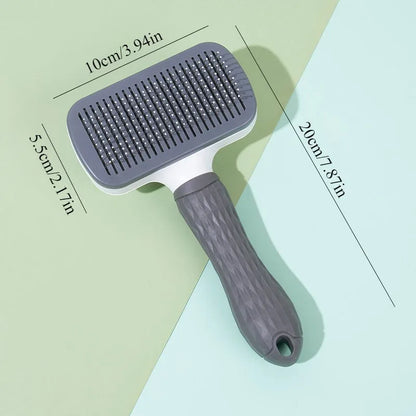 Dual-Use Dog & Cat Grooming Brush Round-Tip Bent Needles, Ergonomic Handle