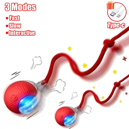 New Cat Interactive Ball Toy Automatic Rolling Ball Faux Tail Rechargeable Smart Pet Electric Toy