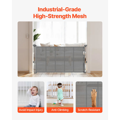 55/71/110in Retractable Baby Gate 34 in tall for Kids Pets