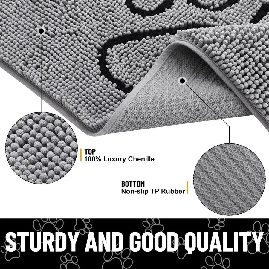 Dog Door Mat Muddy Paws, Absorbent Dirt Trapper Non Slip Quick dryr