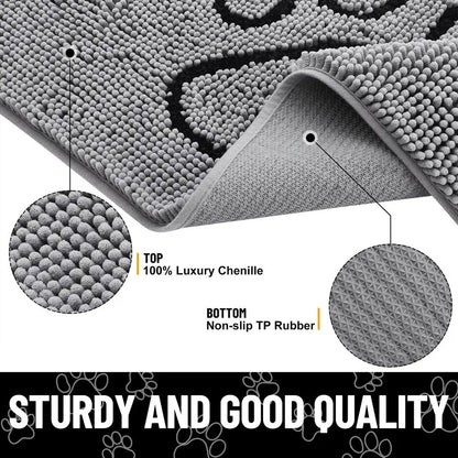 Dog Door Mat Muddy Paws, Absorbent Dirt Trapper Non Slip Quick dryr
