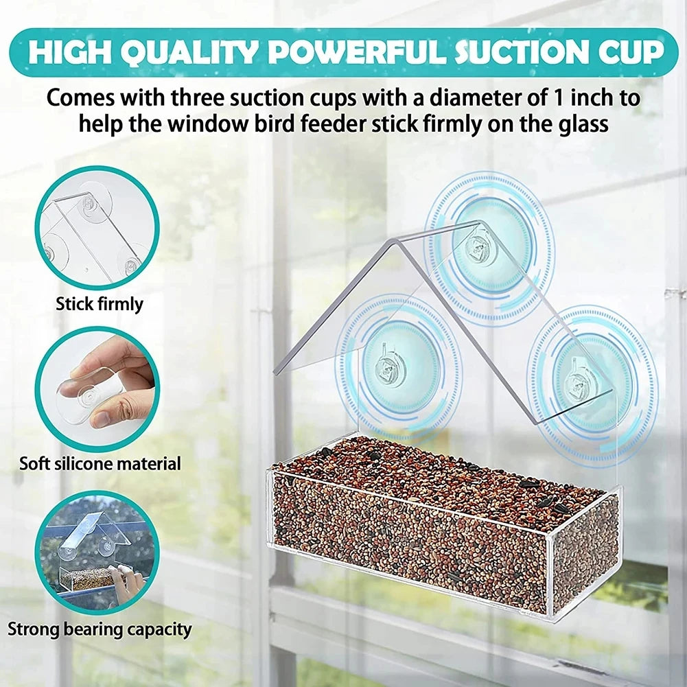 Transparent Bird Feeder for Wild Birds