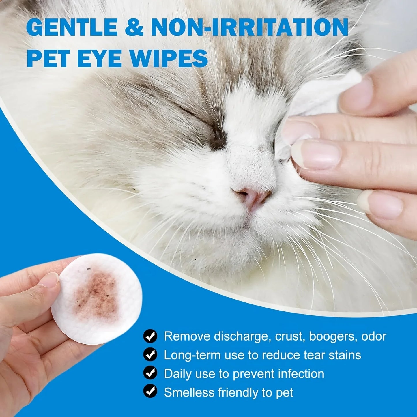 200pcs  Eye Wipes, Gently Remove Tear Stain, Debris, Discharge