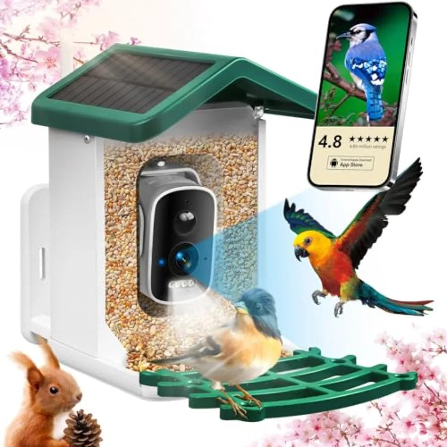 Smart Bird Feeder with Camera  Solar Panel