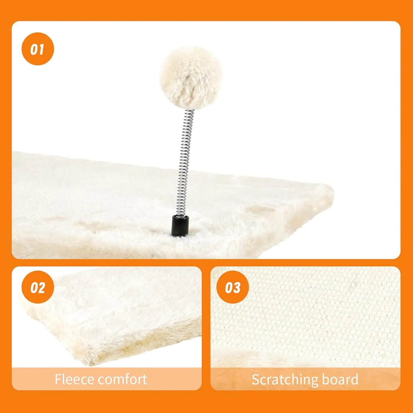 Wall-Mounted Cat Climber Set Hammock & Scratching Board - 7 Pcs Wood Indoor Furniture
