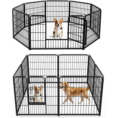 Dog Playpen Indoor, Metal 32 Inch 8 Panels Foldable Pet Fence with Door
