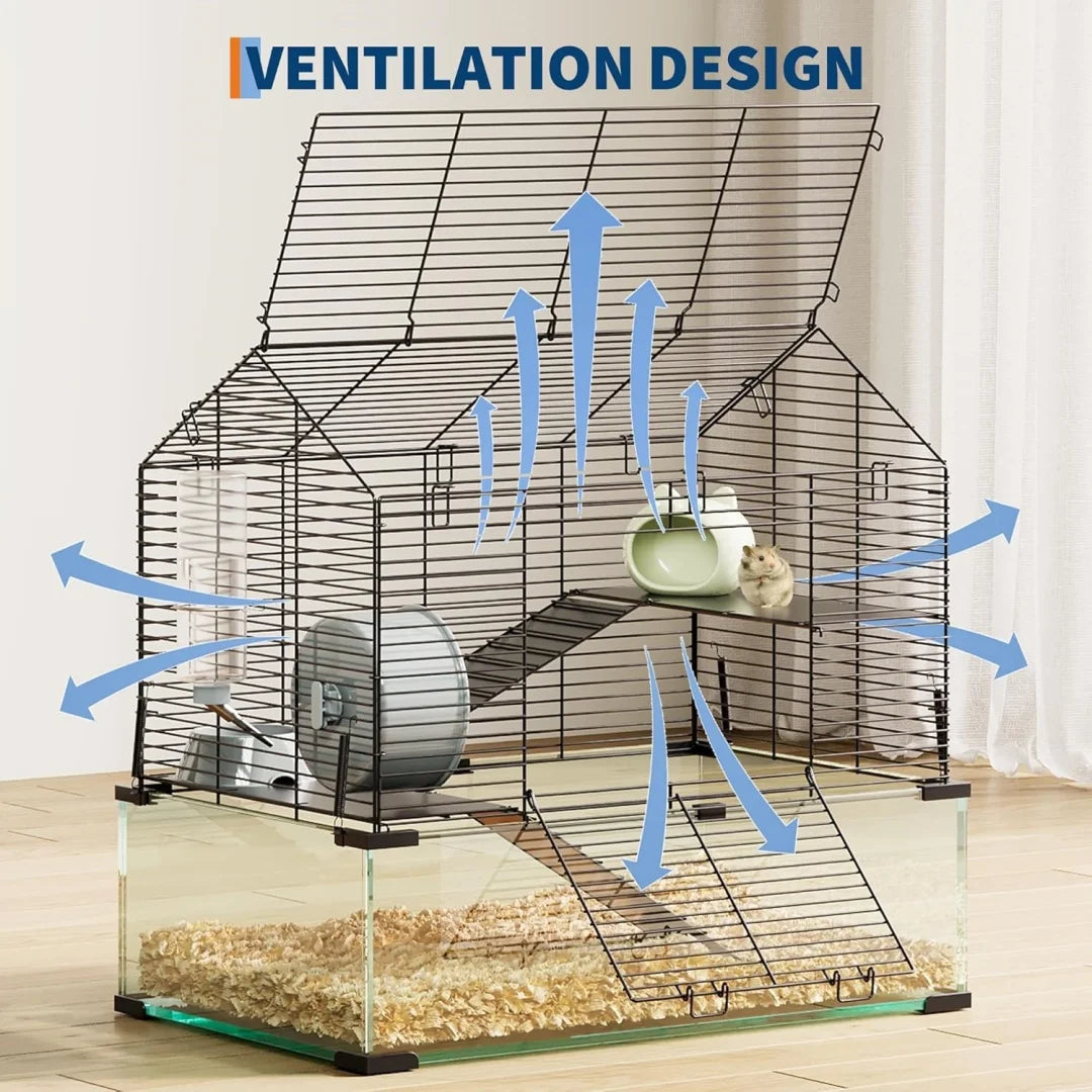 3 tier Metal Enclosure + Glass Cages for Guinea Pigs
