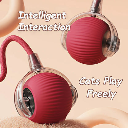 New Cat Interactive Ball Toy Automatic Rolling Ball Faux Tail Rechargeable Smart Pet Electric Toy