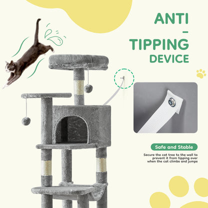 44In Cat Tall Multi-Cat Climbing Tower Scratching Posts Stable