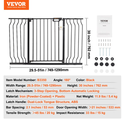 Dog Gate Easy Step Walk Child Pet Security Mount Kit Wall