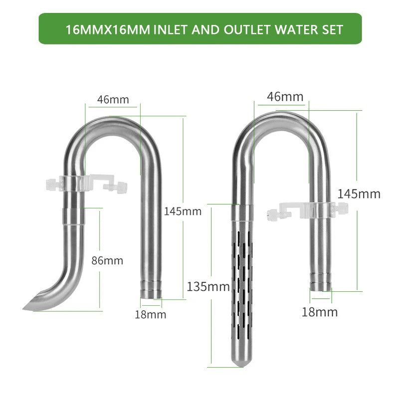 Fish tank inlet and outlet filter stainless steel tube