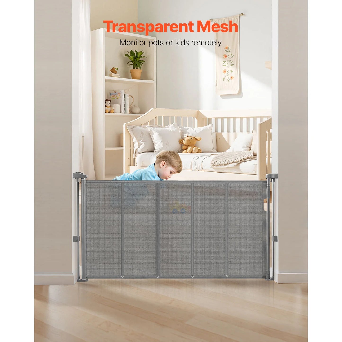 55/71/110in Retractable Baby Gate 34 in tall for Kids Pets