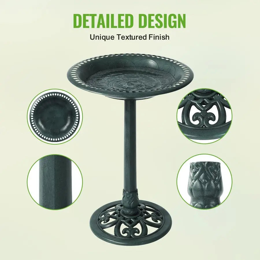 Expressions Outdoor Garden Bird Bath Green Weather Resistant