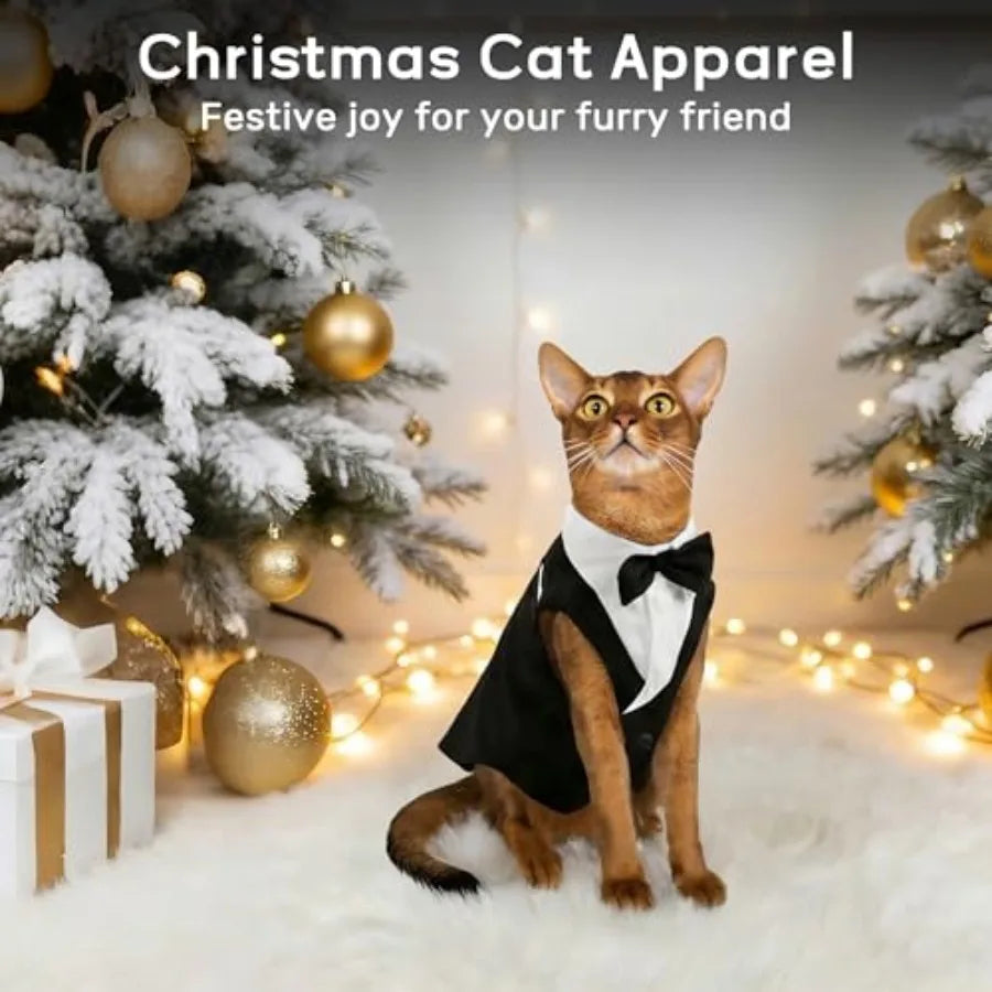 Cat Tuxedo Suit Formal Wear with Bow Tie,
