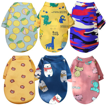 Custom Printed Cartoon Pet Clothes Fleece-Lined Winter Pullover Dog and Cat