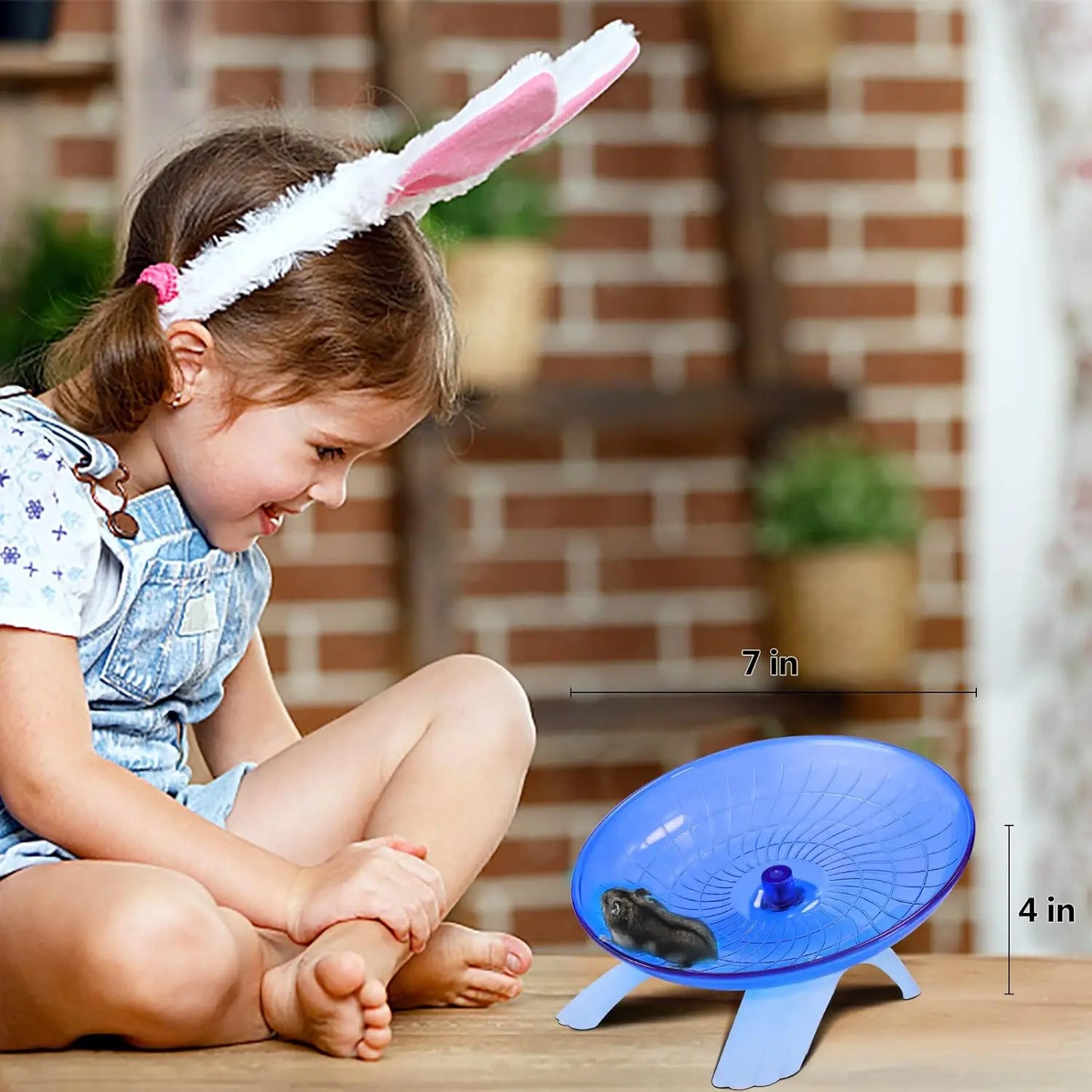 Blue Silent Hamster Exercise Wheel – 7 Inch Quiet Spinner Running Disc