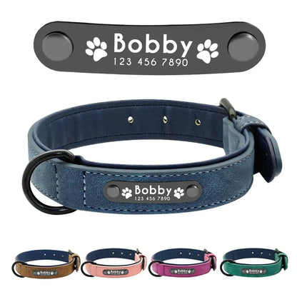 Personalized ID  Dog Collars Leather for Small Medium Large Dogs