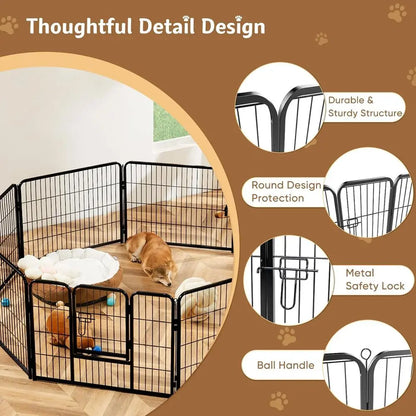 Dog Playpen Indoor, Metal 32 Inch 8 Panels Foldable Pet Fence with Door