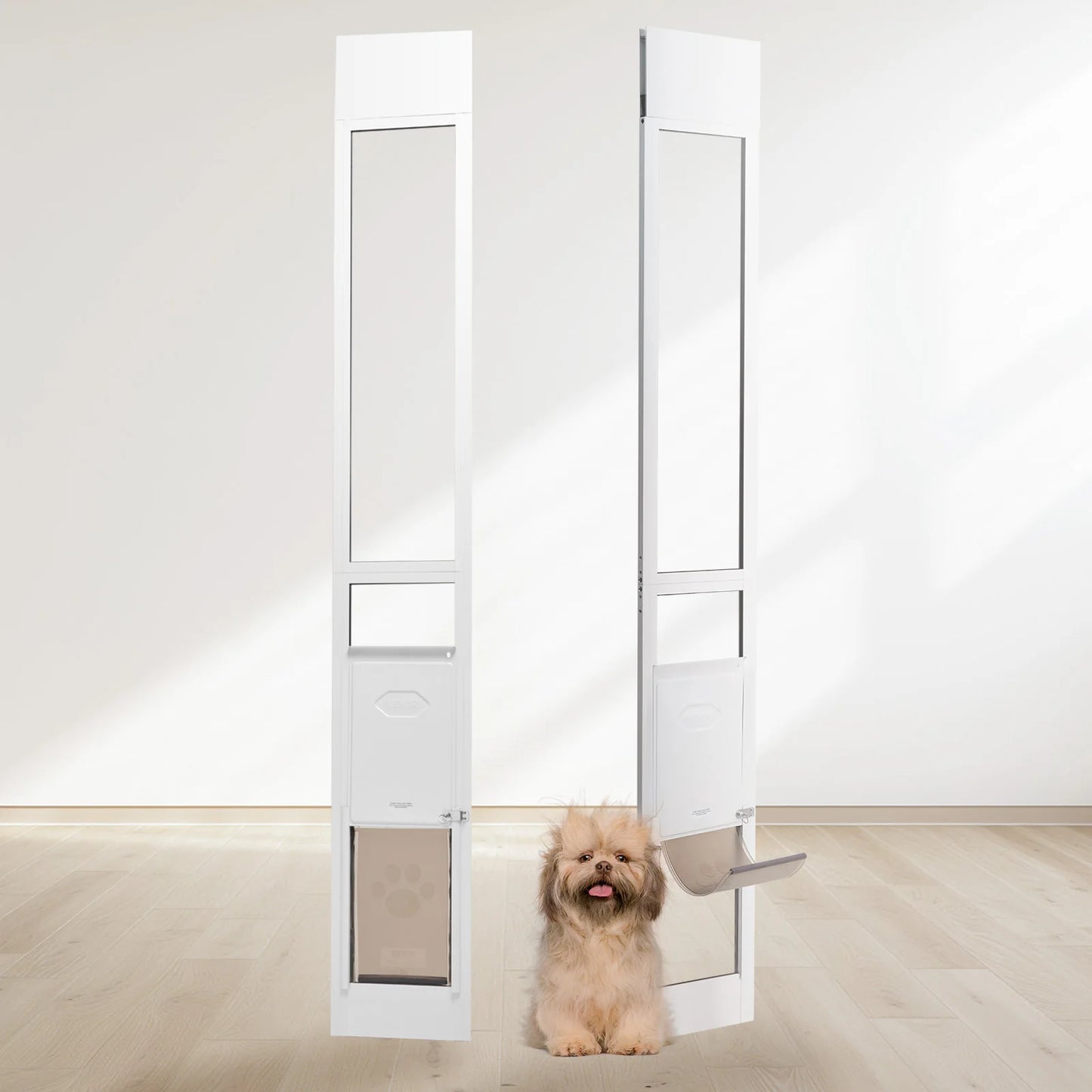 Dog Door Sliding Glass Door Adjustable Height  Tempered Glass