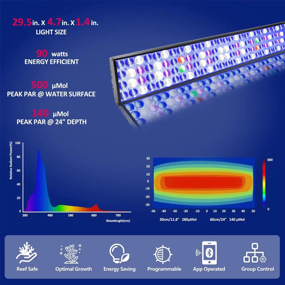 NEW  Led Aquarium Light, Full Spectrum Lamp For 60-240cm Reef Corals Seawater Led  Lights