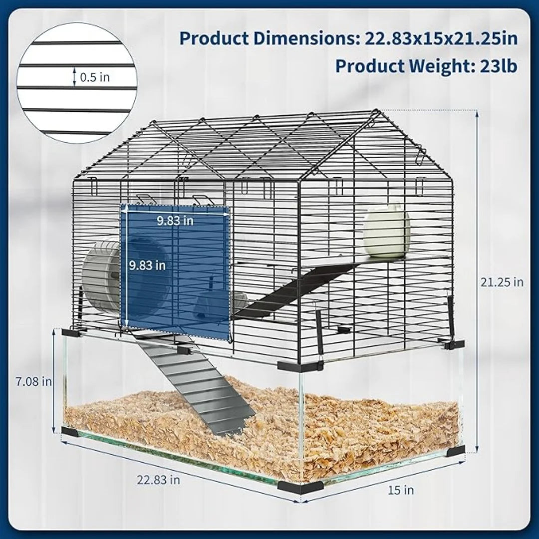 3 tier Metal Enclosure + Glass Cages for Guinea Pigs