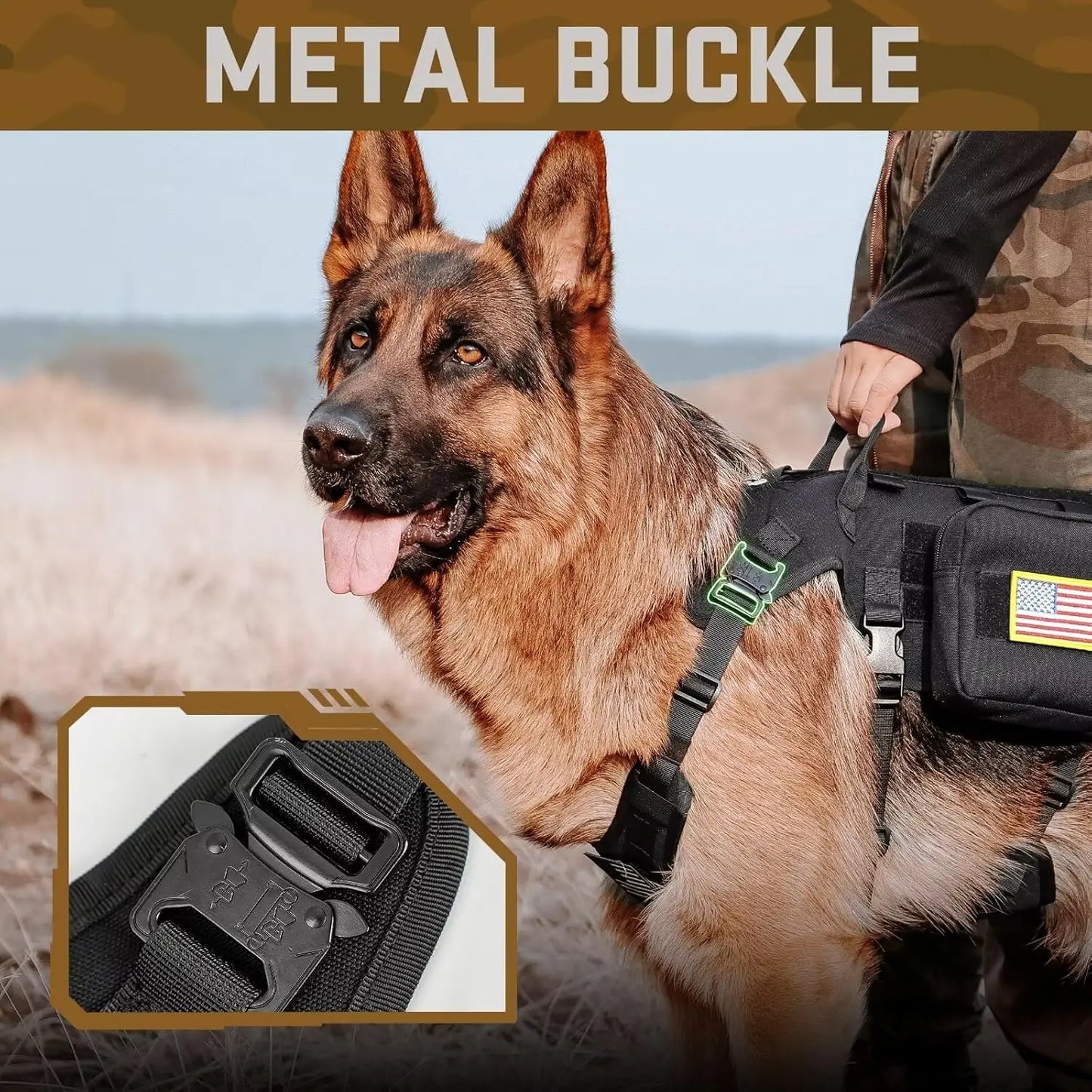 Medium Tactical Dog Harness with Handle,  Vest Adjustable Chest 19.5-41.5 Inches