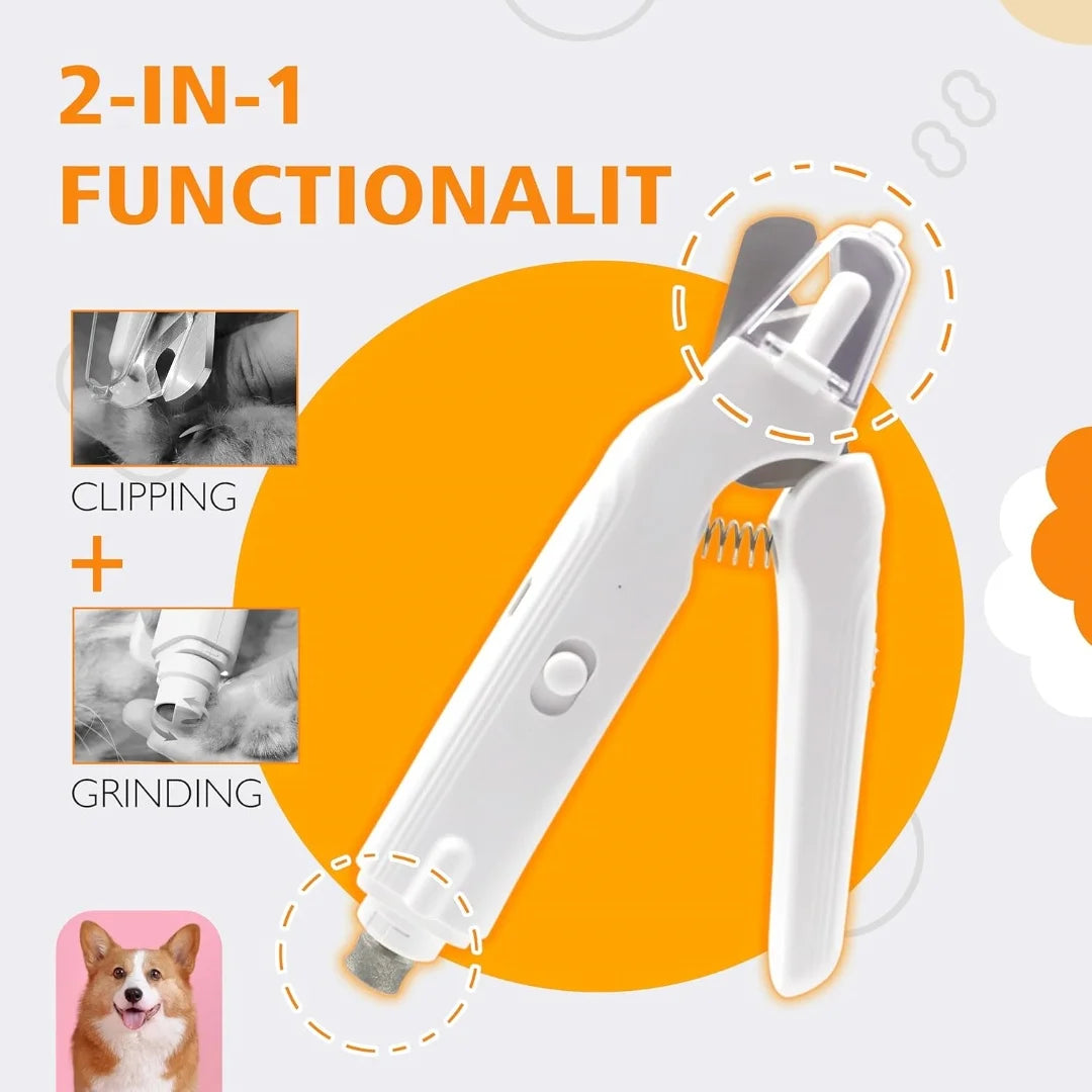 Nail Clippers, Quiet Pet Nail Grinder with 2 LED Lightsl