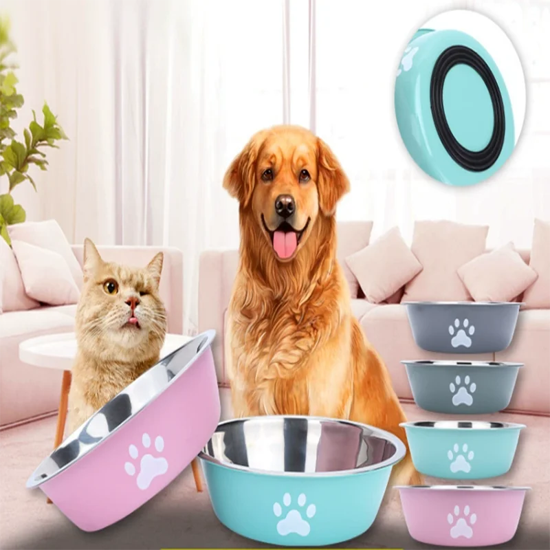 Large capacity stainless steel dog bowl