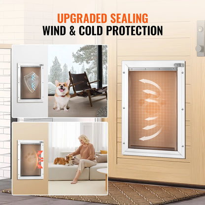 Pet Door Aluminum Frame with Lock and Flap System for Exterior Doors