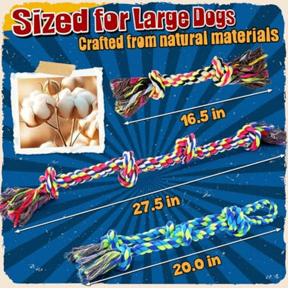 Tough and Strong Dog Toy for Aggressive Chewers Tough Chew Toys for Large Dogs, Ideal for Tug-of-War and Teeth Cleaning, with 3