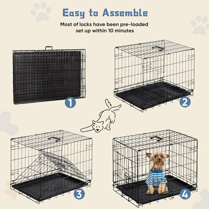 24 Inch Small Single Door Dog Cage with Leak-Proof Pan Tray