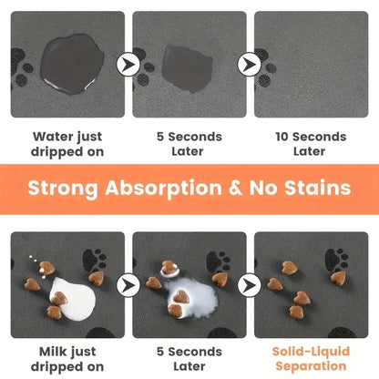 Quick-Dry Dog Bowl Mat, Easy  Kitchen Floor Protector