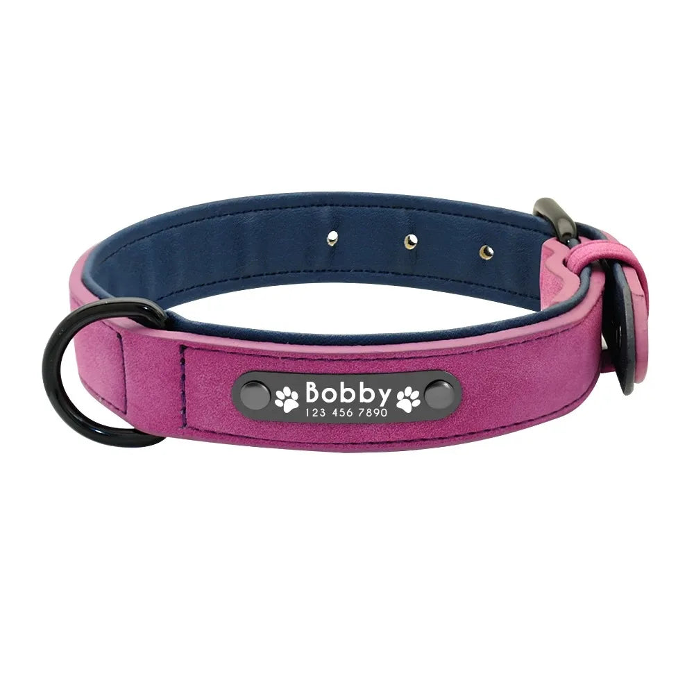 Personalized ID  Dog Collars Leather for Small Medium Large Dogs
