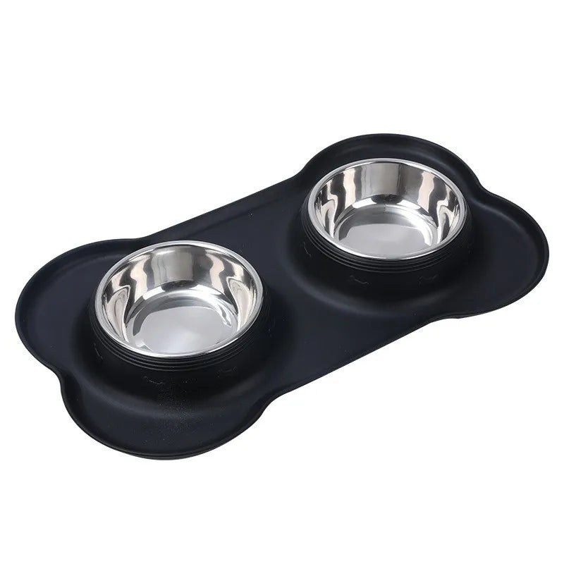Stainless Steel Feeder Silicone Anti-spill Cats Dog