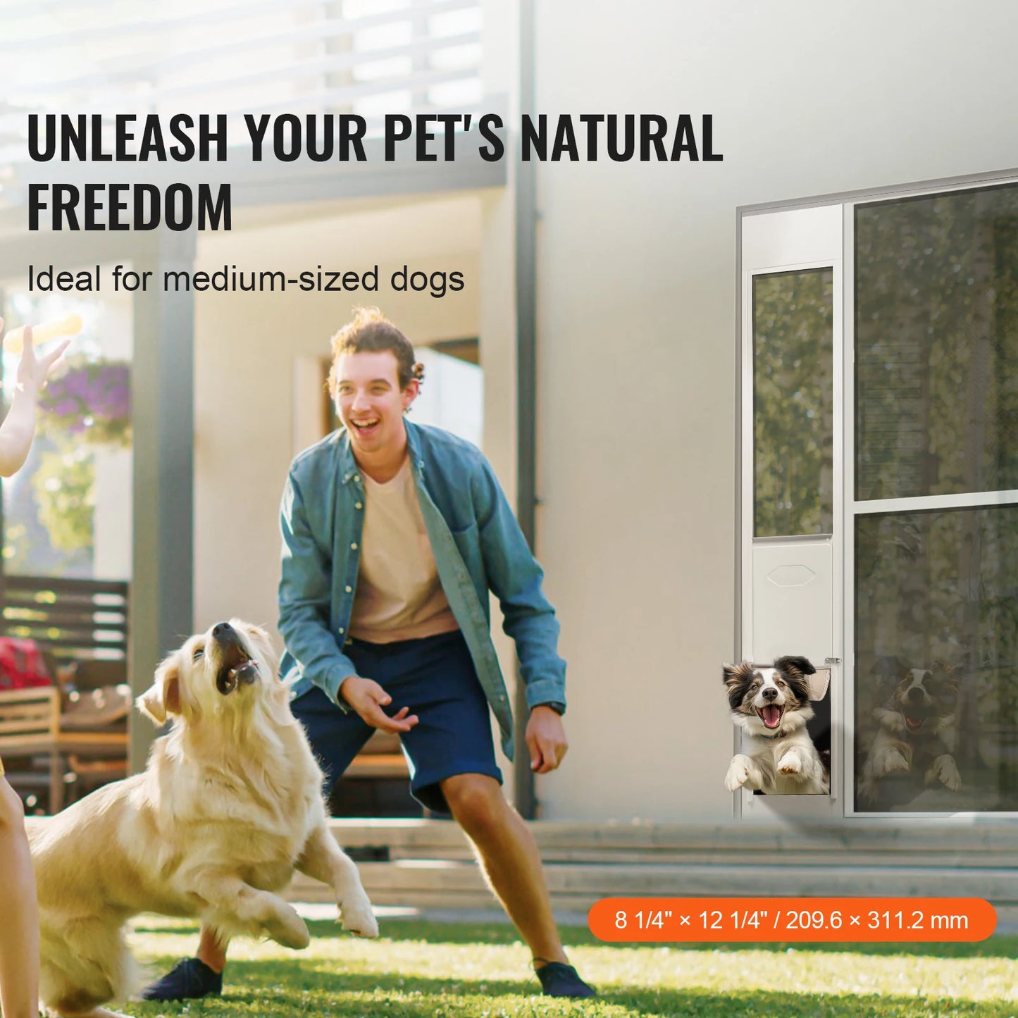 Dog Door Sliding Glass Door Adjustable Height  Tempered Glass