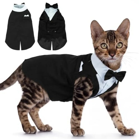 Cat Tuxedo Suit Formal Wear with Bow Tie,