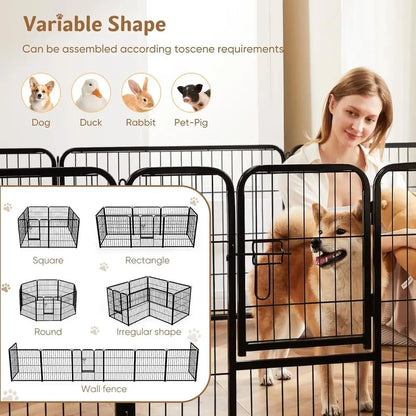 Dog Playpen Indoor, Metal 32 Inch 8 Panels Foldable Pet Fence with Door