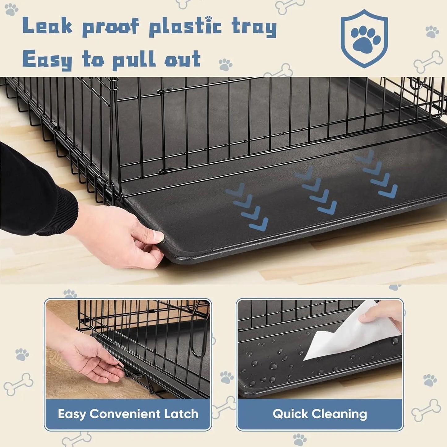 24 Inch Small Single Door Dog Cage with Leak-Proof Pan Tray