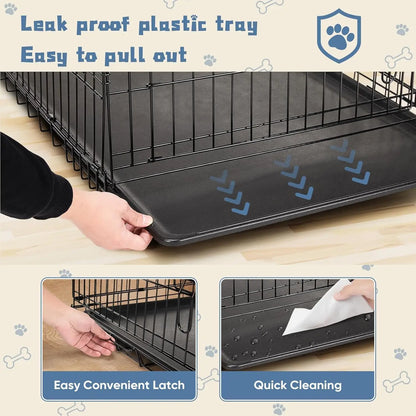 24 Inch Small Single Door Dog Cage with Leak-Proof Pan Tray