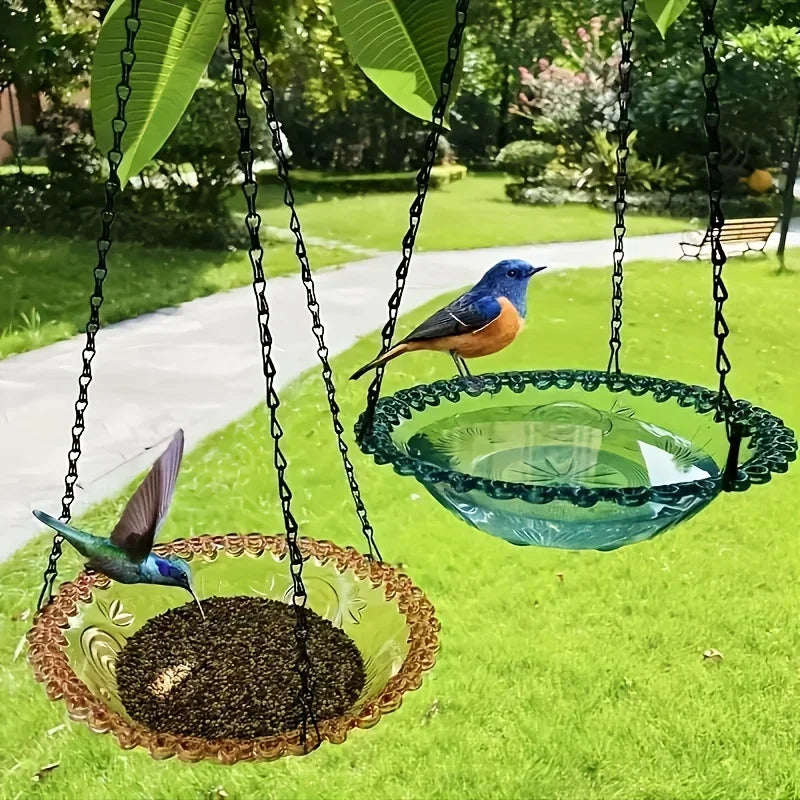 Hanging Bird Bath Feeder Set with Chain