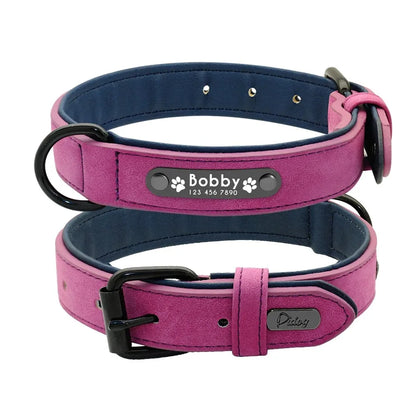 Personalized ID  Dog Collars Leather for Small Medium Large Dogs