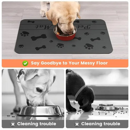 Quick-Dry Dog Bowl Mat, Easy  Kitchen Floor Protector