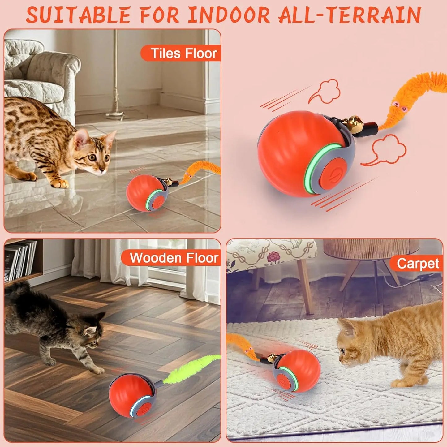 2Pack Interactive Cat Toy Ball - Automatic Interactive Cat Toys for Indoor Cats