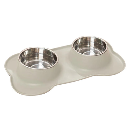 Stainless Steel Feeder Silicone Anti-spill Cats Dog