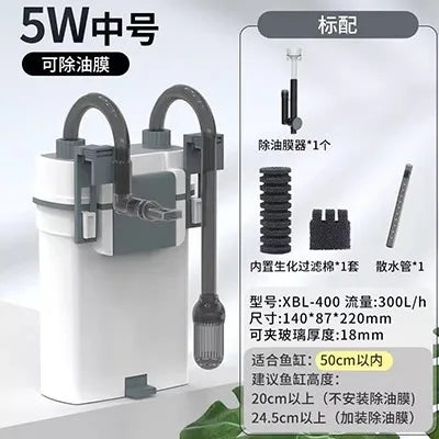 Fish tank filter wall mounted circulation system