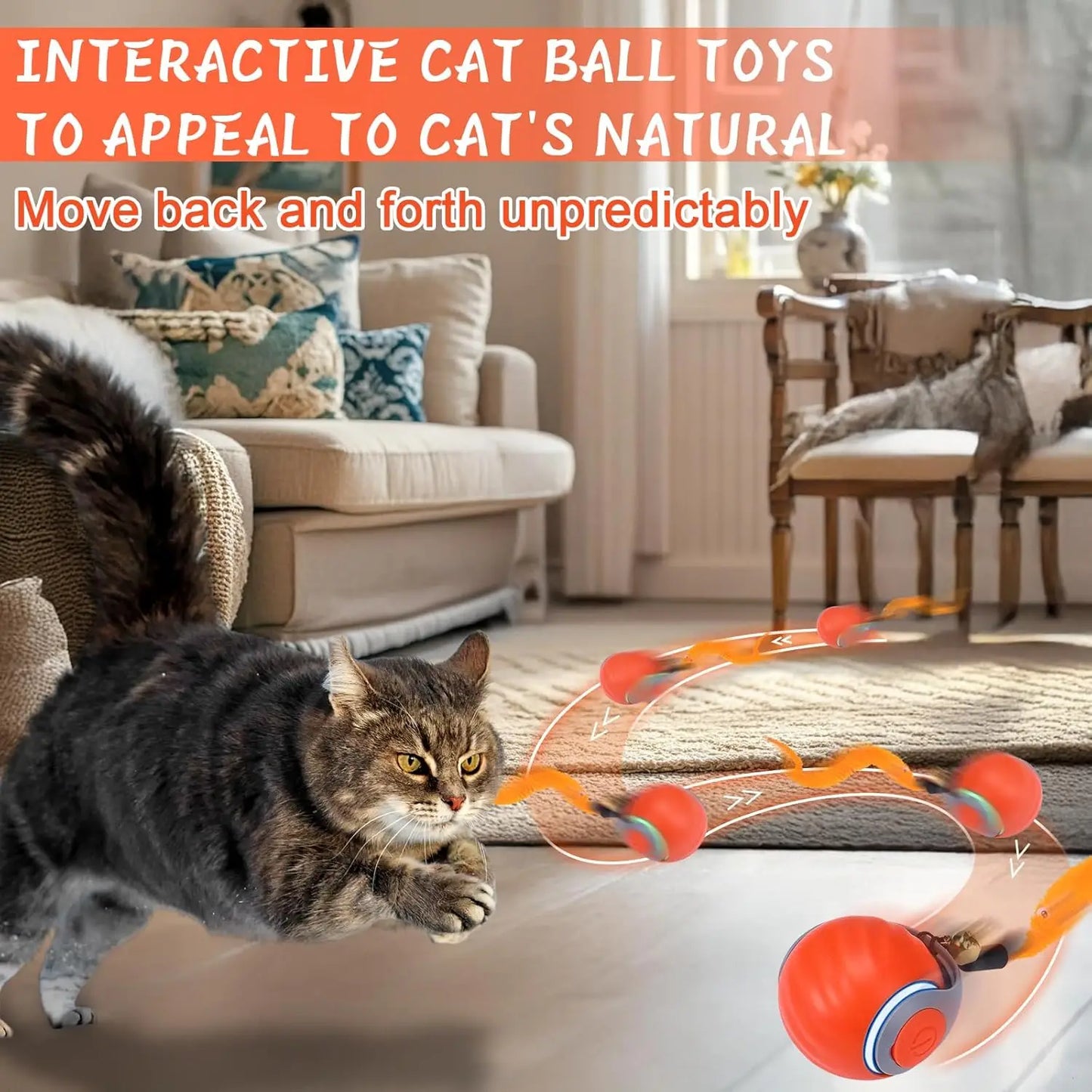 2Pack Interactive Cat Toy Ball - Automatic Interactive Cat Toys for Indoor Cats