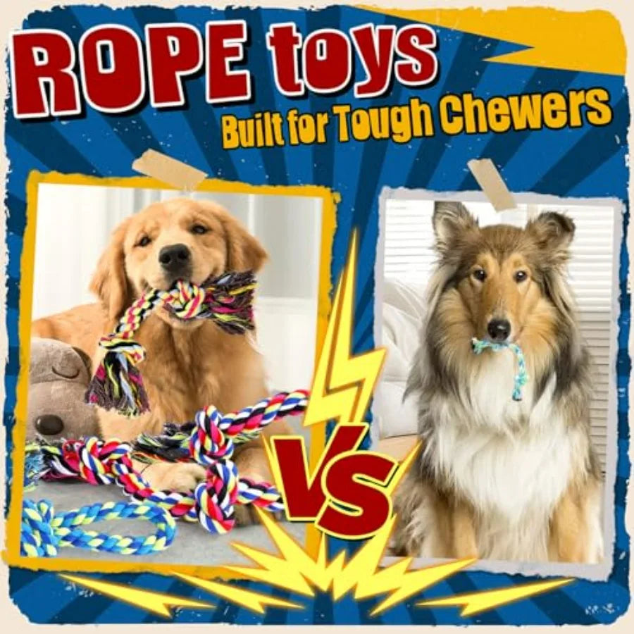 Tough and Strong Dog Toy for Aggressive Chewers Tough Chew Toys for Large Dogs, Ideal for Tug-of-War and Teeth Cleaning, with 3