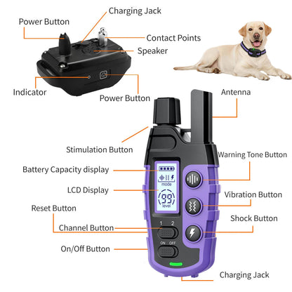 3300Ft Electric Dog Training Collar Remote Control Waterproof  Vibration Shock Beep