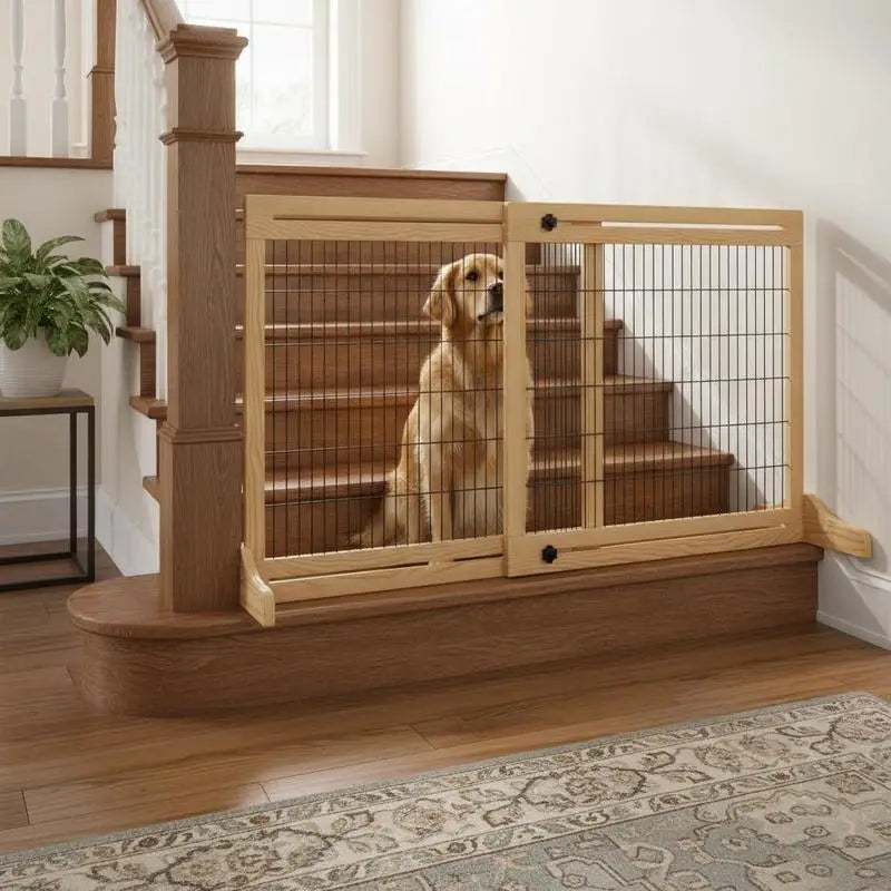 Freestanding Dog Gate, Foldable Stair Gate with Support Feet
